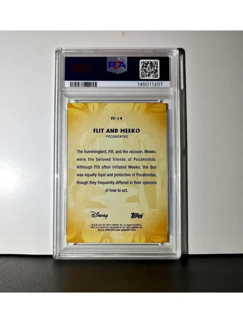 Flit and Meeko 2025 Topps Disney #FF-14 Furry Friends Card Pocahontas PSA 9
